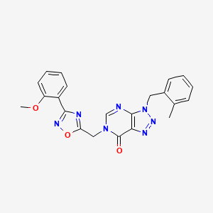 molecular formula C22H19N7O3 B2934156 6-((3-(2-methoxyphenyl)-1,2,4-oxadiazol-5-yl)methyl)-3-(2-methylbenzyl)-3H-[1,2,3]triazolo[4,5-d]pyrimidin-7(6H)-one CAS No. 1207014-22-9