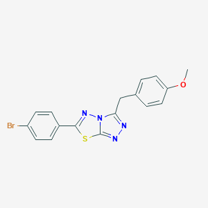 molecular formula C17H13BrN4OS B293416 4-{[6-(4-Bromophenyl)[1,2,4]triazolo[3,4-b][1,3,4]thiadiazol-3-yl]methyl}phenyl methyl ether 