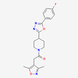 2-(3,5-Dimethylisoxazol-4-yl)-1-(4-(5-(4-fluorophenyl)-1,3,4-oxadiazol-2-yl)piperidin-1-yl)ethanone