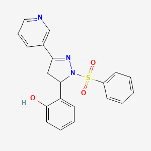 2-[2-(Benzenesulfonyl)-5-pyridin-3-yl-3,4-dihydropyrazol-3-yl]phenol