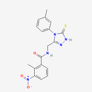 2-methyl-N-[[4-(3-methylphenyl)-5-sulfanylidene-1H-1,2,4-triazol-3-yl]methyl]-3-nitrobenzamide