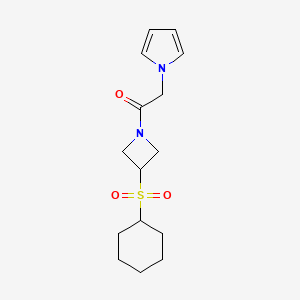 molecular formula C15H22N2O3S B2934185 1-(3-(cyclohexylsulfonyl)azetidin-1-yl)-2-(1H-pyrrol-1-yl)ethanone CAS No. 1797874-41-9