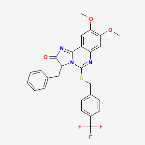 molecular formula C27H22F3N3O3S B2934189 3-苄基-8,9-二甲氧基-5-{[4-(三氟甲基)苄基]硫代}咪唑并[1,2-c]喹唑啉-2(3H)-酮 CAS No. 477768-51-7