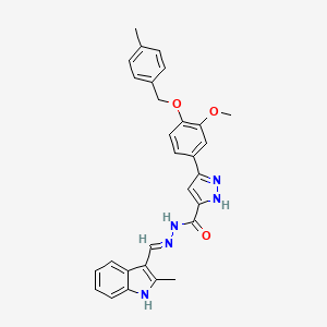 (E)-3-(3-methoxy-4-((4-methylbenzyl)oxy)phenyl)-N'-((2-methyl-1H-indol-3-yl)methylene)-1H-pyrazole-5-carbohydrazide