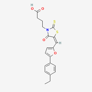 molecular formula C20H19NO4S2 B2934196 (E)-4-(5-((5-(4-ethylphenyl)furan-2-yl)methylene)-4-oxo-2-thioxothiazolidin-3-yl)butanoic acid CAS No. 890608-60-3