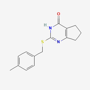 molecular formula C15H16N2OS B2934199 2-[(4-Methylbenzyl)sulfanyl]-3,5,6,7-Tetrahydro-4h-Cyclopenta[d]pyrimidin-4-One CAS No. 370847-39-5
