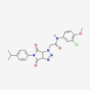 molecular formula C22H22ClN5O4 B2934201 N-(3-氯-4-甲氧基苯基)-2-[5-(4-异丙基苯基)-4,6-二氧代-4,5,6,6a-四氢吡咯并[3,4-d][1,2,3]三唑-1(3aH)-基]乙酰胺 CAS No. 1052604-92-8