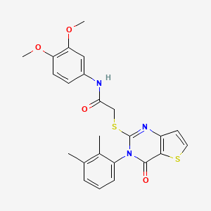 molecular formula C24H23N3O4S2 B2934216 N-(3,4-dimethoxyphenyl)-2-{[3-(2,3-dimethylphenyl)-4-oxo-3,4-dihydrothieno[3,2-d]pyrimidin-2-yl]sulfanyl}acetamide CAS No. 1291857-53-8