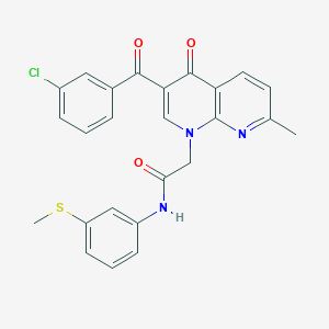 molecular formula C25H20ClN3O3S B2934219 2-(3-(3-chlorobenzoyl)-7-methyl-4-oxo-1,8-naphthyridin-1(4H)-yl)-N-(3-(methylthio)phenyl)acetamide CAS No. 894894-62-3