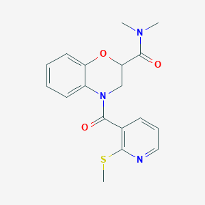 molecular formula C18H19N3O3S B2934224 N,N-dimethyl-4-[2-(methylsulfanyl)pyridine-3-carbonyl]-3,4-dihydro-2H-1,4-benzoxazine-2-carboxamide CAS No. 1110856-04-6