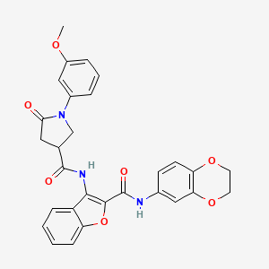 N-(2-((2,3-dihydrobenzo[b][1,4]dioxin-6-yl)carbamoyl)benzofuran-3-yl)-1-(3-methoxyphenyl)-5-oxopyrrolidine-3-carboxamide