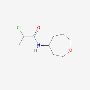 molecular formula C9H16ClNO2 B2934233 2-Chloro-N-(oxepan-4-yl)propanamide CAS No. 1863503-98-3