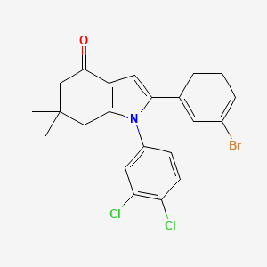 molecular formula C22H18BrCl2NO B2934234 2-(3-溴苯基)-1-(3,4-二氯苯基)-6,6-二甲基-5,7-二氢吲哚-4-酮 CAS No. 1024280-79-2