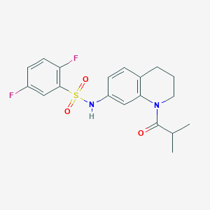 molecular formula C19H20F2N2O3S B2934238 2,5-二氟-N-(1-异丁酰-1,2,3,4-四氢喹啉-7-基)苯磺酰胺 CAS No. 946322-39-0