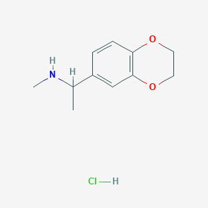 molecular formula C11H16ClNO2 B2934241 [1-(2,3-Dihydro-benzo[1,4]dioxin-6-yl)-ethyl]-methyl-amine hydrochloride CAS No. 473801-85-3