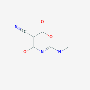 molecular formula C8H9N3O3 B2934250 2-(dimethylamino)-4-methoxy-6-oxo-6H-1,3-oxazine-5-carbonitrile CAS No. 132164-87-5