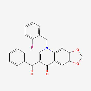 molecular formula C24H16FNO4 B2934252 7-benzoyl-5-[(2-fluorophenyl)methyl]-2H,5H,8H-[1,3]dioxolo[4,5-g]quinolin-8-one CAS No. 904450-66-4