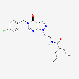 molecular formula C22H28ClN5O2 B2934266 N-(2-(5-(4-氯苄基)-4-氧代-4,5-二氢-1H-吡唑并[3,4-d]嘧啶-1-基)乙基)-2-丙基戊酰胺 CAS No. 922109-00-0