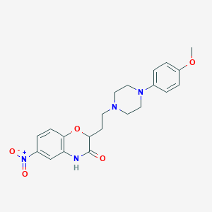 molecular formula C21H24N4O5 B2934267 2-{2-[4-(4-methoxyphenyl)piperazino]ethyl}-6-nitro-2H-1,4-benzoxazin-3(4H)-one CAS No. 866133-23-5