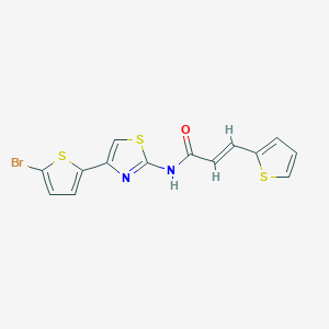 molecular formula C14H9BrN2OS3 B2934269 (E)-N-(4-(5-bromothiophen-2-yl)thiazol-2-yl)-3-(thiophen-2-yl)acrylamide CAS No. 477280-46-9