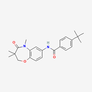 molecular formula C23H28N2O3 B2934273 4-(叔丁基)-N-(3,3,5-三甲基-4-氧代-2,3,4,5-四氢苯并[b][1,4]恶二嗪-7-基)苯甲酰胺 CAS No. 921587-08-8
