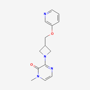 molecular formula C14H16N4O2 B2934279 1-Methyl-3-[3-(pyridin-3-yloxymethyl)azetidin-1-yl]pyrazin-2-one CAS No. 2380169-63-9