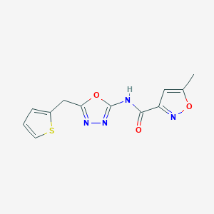 molecular formula C12H10N4O3S B2934280 5-methyl-N-(5-(thiophen-2-ylmethyl)-1,3,4-oxadiazol-2-yl)isoxazole-3-carboxamide CAS No. 1020977-98-3