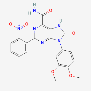 molecular formula C20H16N6O6 B2934288 9-(3,4-dimethoxyphenyl)-2-(2-nitrophenyl)-8-oxo-8,9-dihydro-7H-purine-6-carboxamide CAS No. 898447-16-0