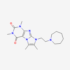 molecular formula C19H28N6O2 B2934291 6-[2-(Azepan-1-yl)ethyl]-2,4,7,8-tetramethylpurino[7,8-a]imidazole-1,3-dione CAS No. 919034-85-8