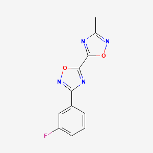 molecular formula C11H7FN4O2 B2934316 3-(3-Fluorophenyl)-3'-methyl-5,5'-bi-1,2,4-oxadiazole CAS No. 1775529-05-9