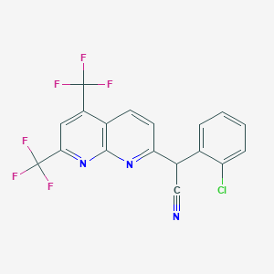 molecular formula C18H8ClF6N3 B2934317 2-[5,7-双(三氟甲基)-1,8-萘啶-2-基]-2-(2-氯苯基)乙腈 CAS No. 478043-27-5