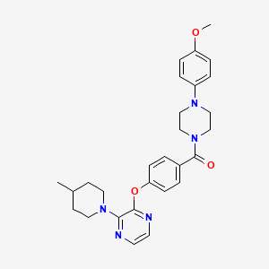 molecular formula C28H33N5O3 B2934319 (4-(4-Methoxyphenyl)piperazin-1-yl)(4-((3-(4-methylpiperidin-1-yl)pyrazin-2-yl)oxy)phenyl)methanone CAS No. 1215411-74-7