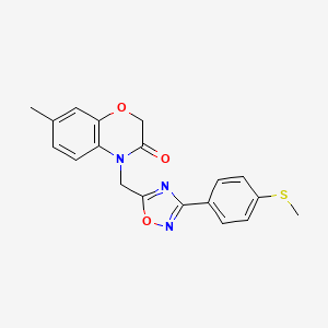 molecular formula C19H17N3O3S B2934322 7-methyl-4-((3-(4-(methylthio)phenyl)-1,2,4-oxadiazol-5-yl)methyl)-2H-benzo[b][1,4]oxazin-3(4H)-one CAS No. 1105229-30-8