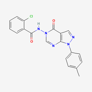 molecular formula C19H14ClN5O2 B2934323 2-chloro-N-(4-oxo-1-(p-tolyl)-1H-pyrazolo[3,4-d]pyrimidin-5(4H)-yl)benzamide CAS No. 899966-62-2