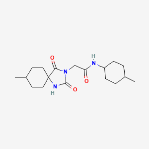 molecular formula C18H29N3O3 B2934332 N-(4-甲基环己基)-2-(8-甲基-2,4-二氧代-1,3-二氮杂螺[4.5]癸-3-基)乙酰胺 CAS No. 1024311-97-4