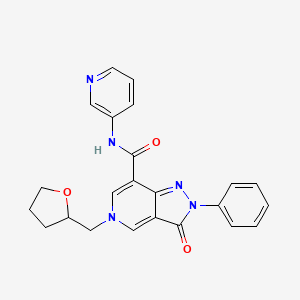 3-oxo-2-phenyl-N-(pyridin-3-yl)-5-((tetrahydrofuran-2-yl)methyl)-3,5-dihydro-2H-pyrazolo[4,3-c]pyridine-7-carboxamide