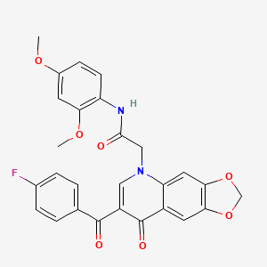 molecular formula C27H21FN2O7 B2934366 N-(2,4-dimethoxyphenyl)-2-[7-(4-fluorobenzoyl)-8-oxo-[1,3]dioxolo[4,5-g]quinolin-5-yl]acetamide CAS No. 866343-00-2