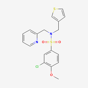 molecular formula C18H17ClN2O3S2 B2934370 3-chloro-4-methoxy-N-(pyridin-2-ylmethyl)-N-(thiophen-3-ylmethyl)benzenesulfonamide CAS No. 1234985-74-0