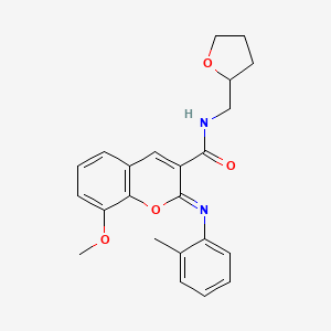 (2Z)-8-methoxy-2-[(2-methylphenyl)imino]-N-(tetrahydrofuran-2-ylmethyl)-2H-chromene-3-carboxamide
