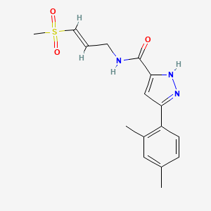 molecular formula C16H19N3O3S B2934374 3-(2,4-Dimethylphenyl)-N-[(E)-3-methylsulfonylprop-2-enyl]-1H-pyrazole-5-carboxamide CAS No. 2305571-61-1