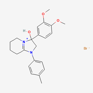 molecular formula C22H27BrN2O3 B2934375 3-(3,4-Dimethoxyphenyl)-3-hydroxy-1-(p-tolyl)-2,3,5,6,7,8-hexahydroimidazo[1,2-a]pyridin-1-ium bromide CAS No. 1106749-67-0