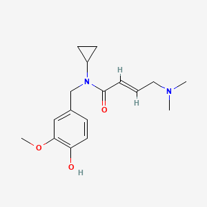 molecular formula C17H24N2O3 B2934378 (E)-N-Cyclopropyl-4-(dimethylamino)-N-[(4-hydroxy-3-methoxyphenyl)methyl]but-2-enamide CAS No. 2411338-08-2