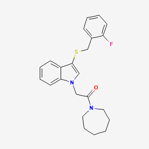 molecular formula C23H25FN2OS B2934396 1-(2-azepan-1-yl-2-oxoethyl)-3-[(2-fluorobenzyl)thio]-1H-indole CAS No. 878055-04-0