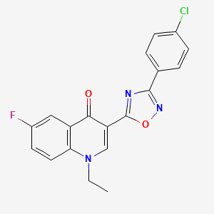 molecular formula C19H13ClFN3O2 B2934410 3-(3-(4-chlorophenyl)-1,2,4-oxadiazol-5-yl)-1-ethyl-6-fluoroquinolin-4(1H)-one CAS No. 1260713-36-7
