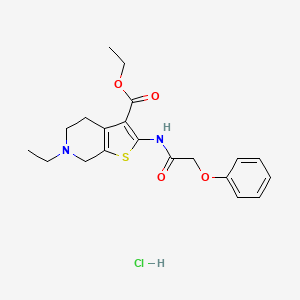 molecular formula C20H25ClN2O4S B2934412 Ethyl 6-ethyl-2-(2-phenoxyacetamido)-4,5,6,7-tetrahydrothieno[2,3-c]pyridine-3-carboxylate hydrochloride CAS No. 1216746-21-2