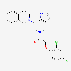 molecular formula C24H25Cl2N3O2 B2934416 2-(2,4-dichlorophenoxy)-N-(2-(3,4-dihydroisoquinolin-2(1H)-yl)-2-(1-methyl-1H-pyrrol-2-yl)ethyl)acetamide CAS No. 1049406-27-0