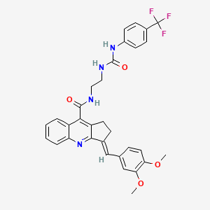(3E)-3-[(3,4-Dimethoxyphenyl)methylidene]-N-[2-[[4-(trifluoromethyl)phenyl]carbamoylamino]ethyl]-1,2-dihydrocyclopenta[b]quinoline-9-carboxamide