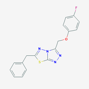 molecular formula C17H13FN4OS B293442 6-Benzyl-3-[(4-fluorophenoxy)methyl][1,2,4]triazolo[3,4-b][1,3,4]thiadiazole 