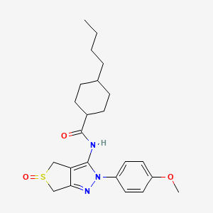 4-butyl-N-(2-(4-methoxyphenyl)-5-oxido-4,6-dihydro-2H-thieno[3,4-c]pyrazol-3-yl)cyclohexanecarboxamide