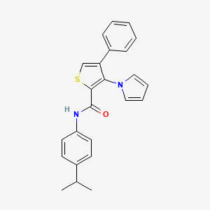 molecular formula C24H22N2OS B2934428 N-(4-isopropylphenyl)-4-phenyl-3-(1H-pyrrol-1-yl)thiophene-2-carboxamide CAS No. 1291844-40-0